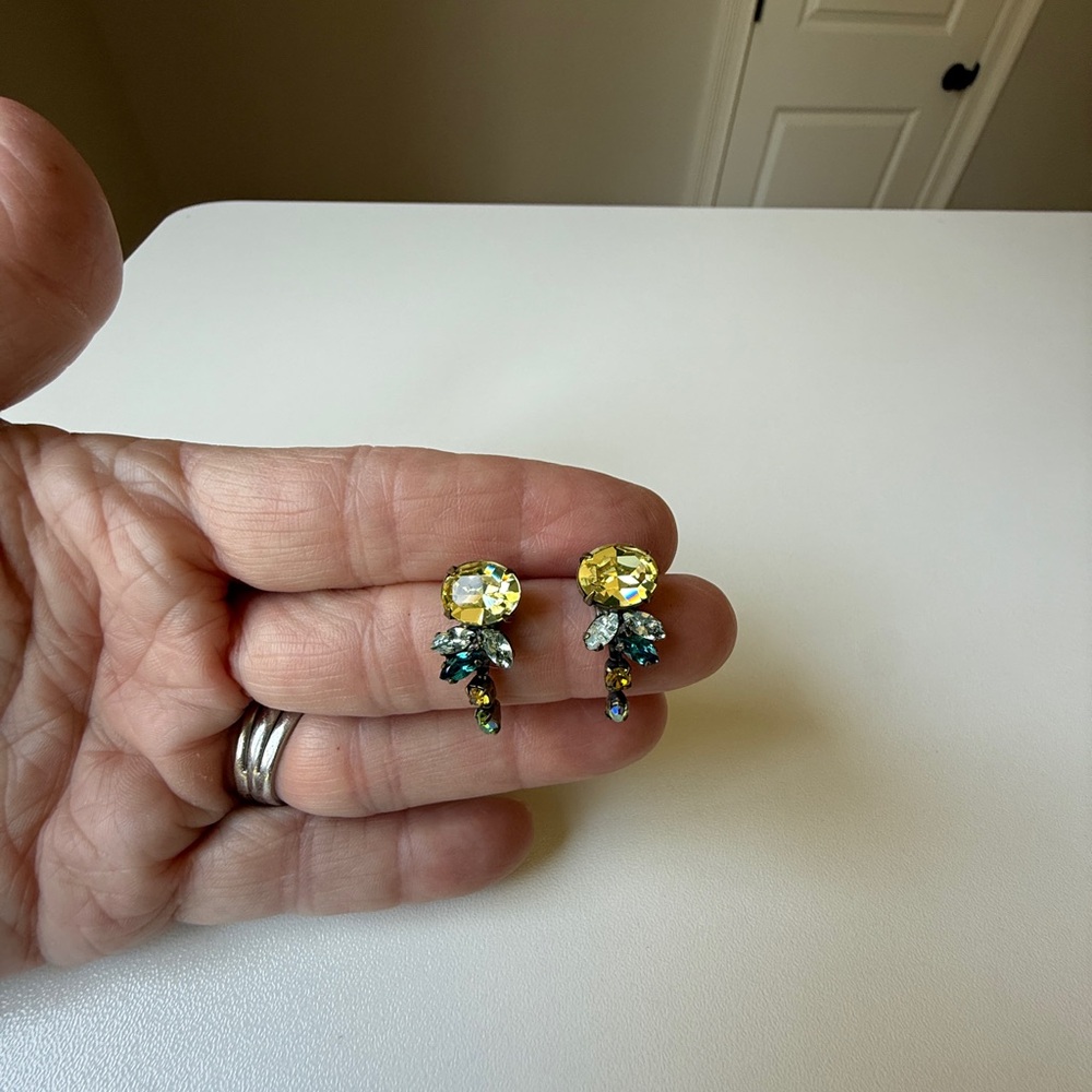 Elegant Yellow and Green Crystal Earrings